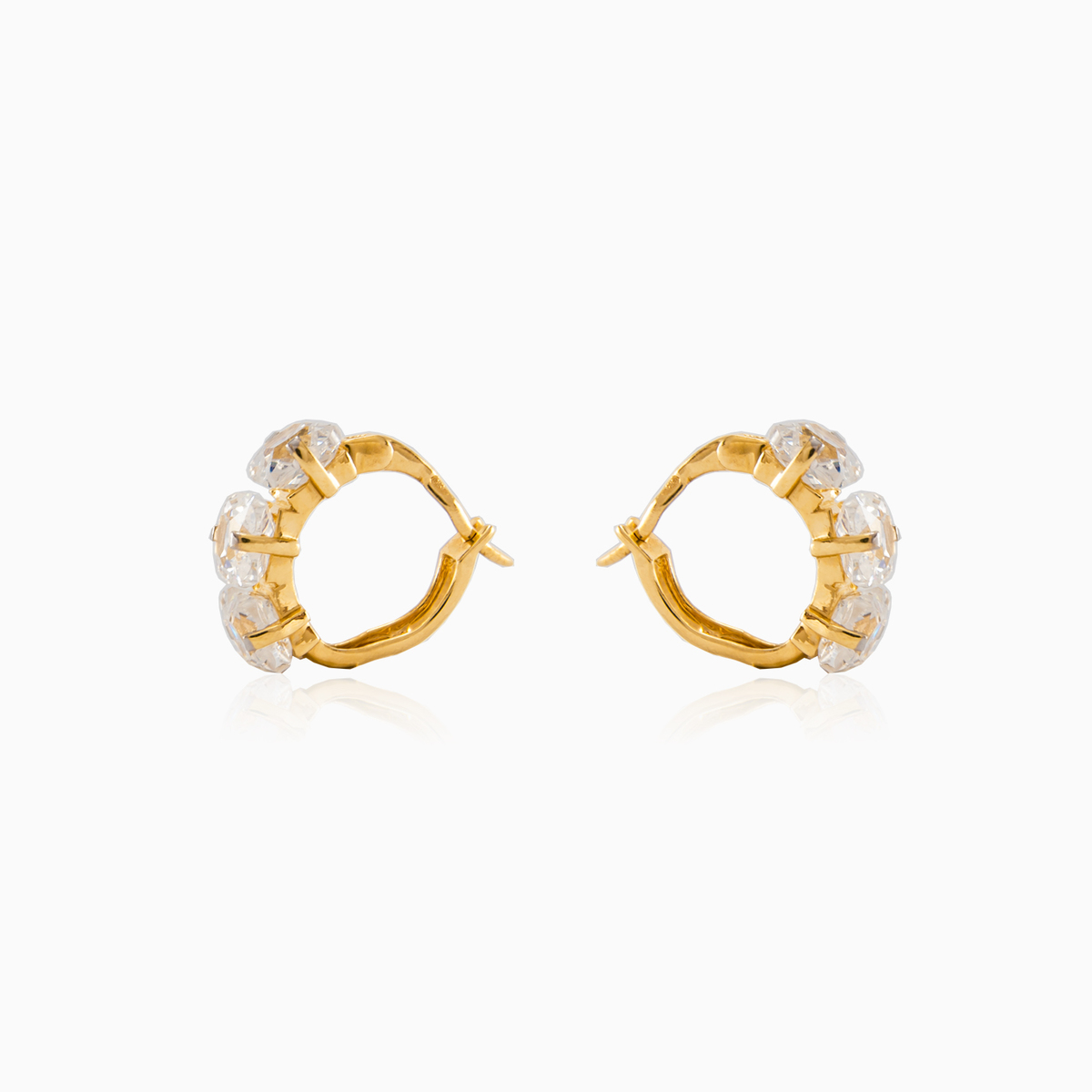 Золотые серьги Три кристалла Женские Серьги Lustrous N.2