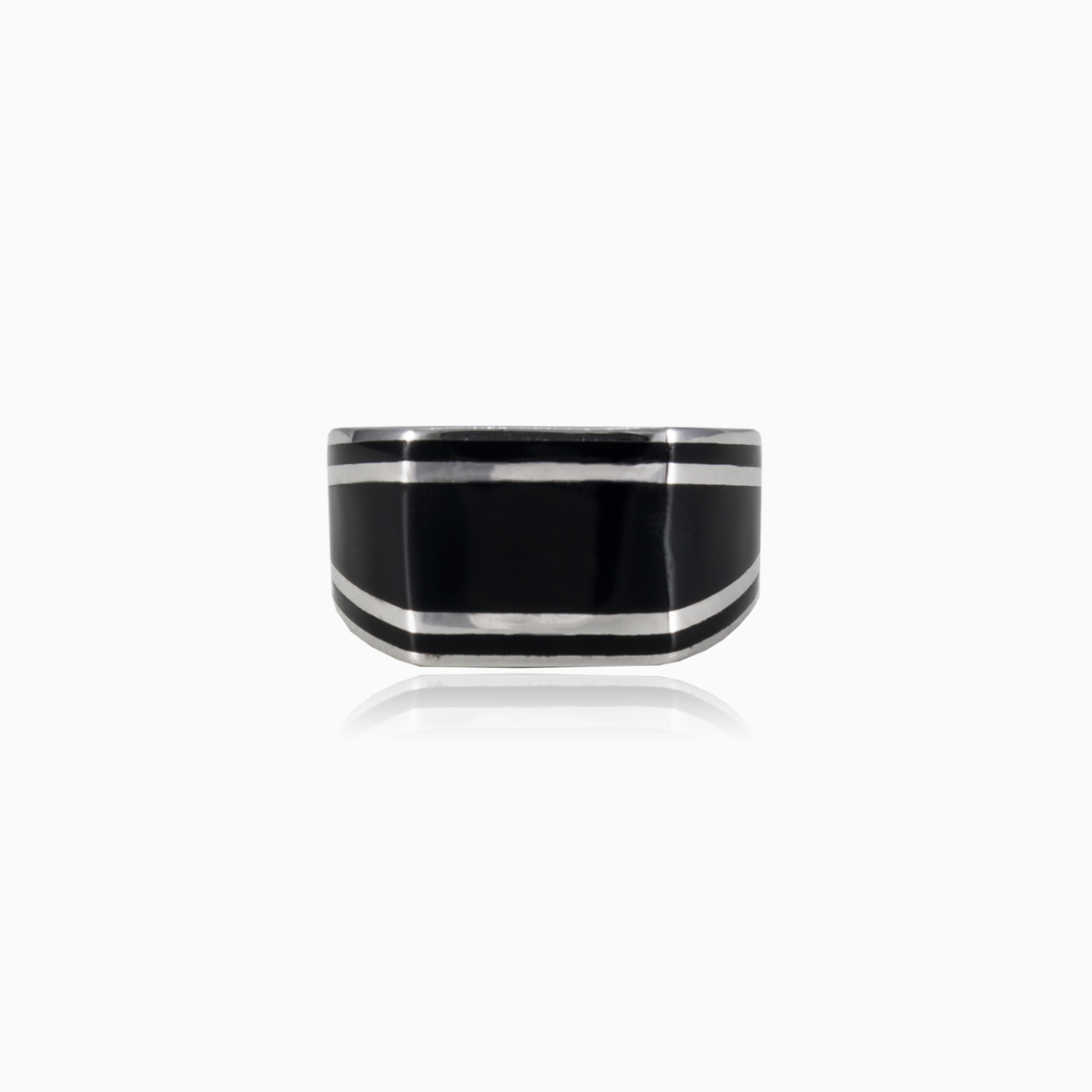 Bague en émail noir homme Bagues Harmony N.1