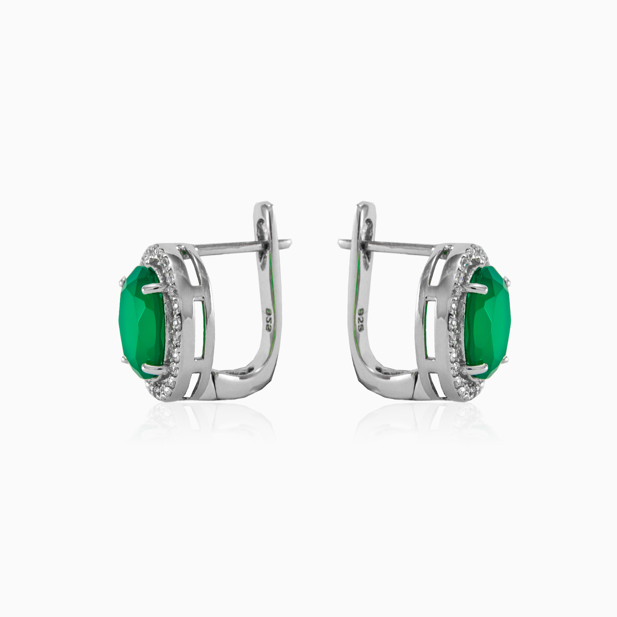 Boucles d'oreilles de jade en argent femme Boucles d'oreilles Halo N.2