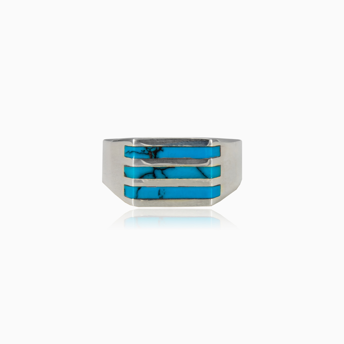 Drei türkisfarbene Linien Männer Ringe Harmony N.1