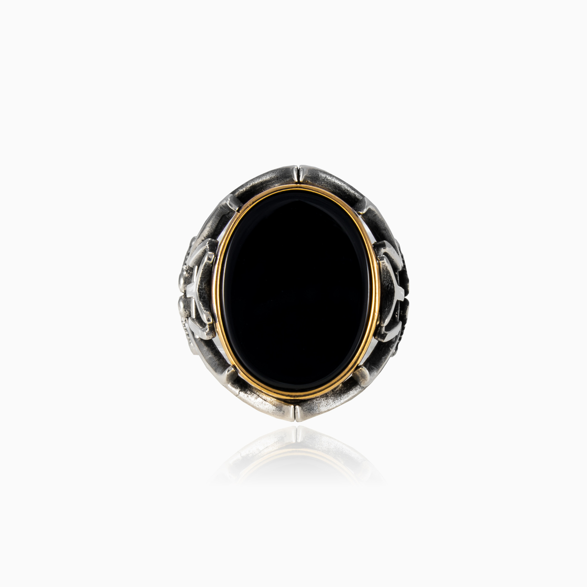 Ovaler Onyx in Schwertern Männer Ringe Detallado N.1