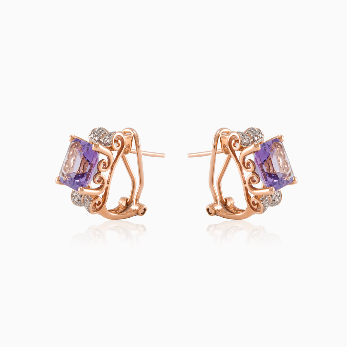 Бриллиантовые серьги с аметистом Женские Серьги Brillantino N.2