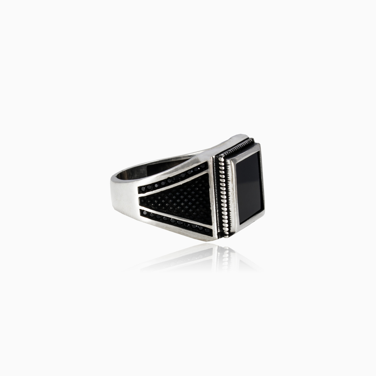 Quadratischer Onyx und Spinell Männer Ringe Detallado N.2