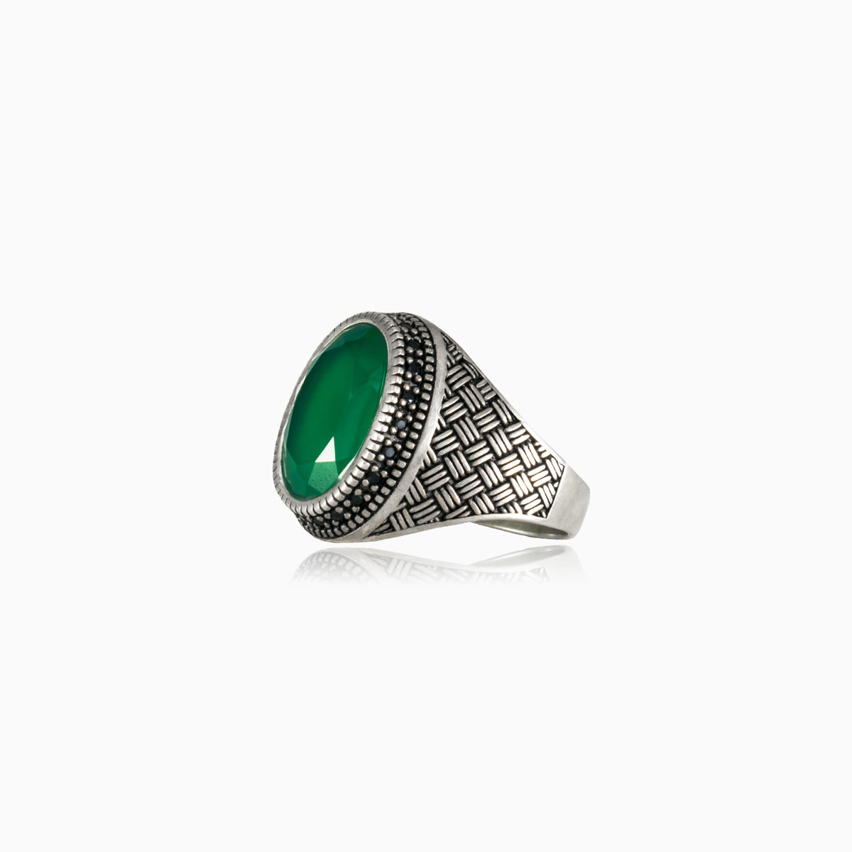 Anillo de jade trenzado hombre Anillos Detallado N.2