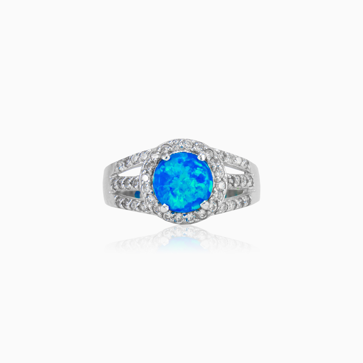 Royal secure Round blue opal ring woman Rings Halo N.1