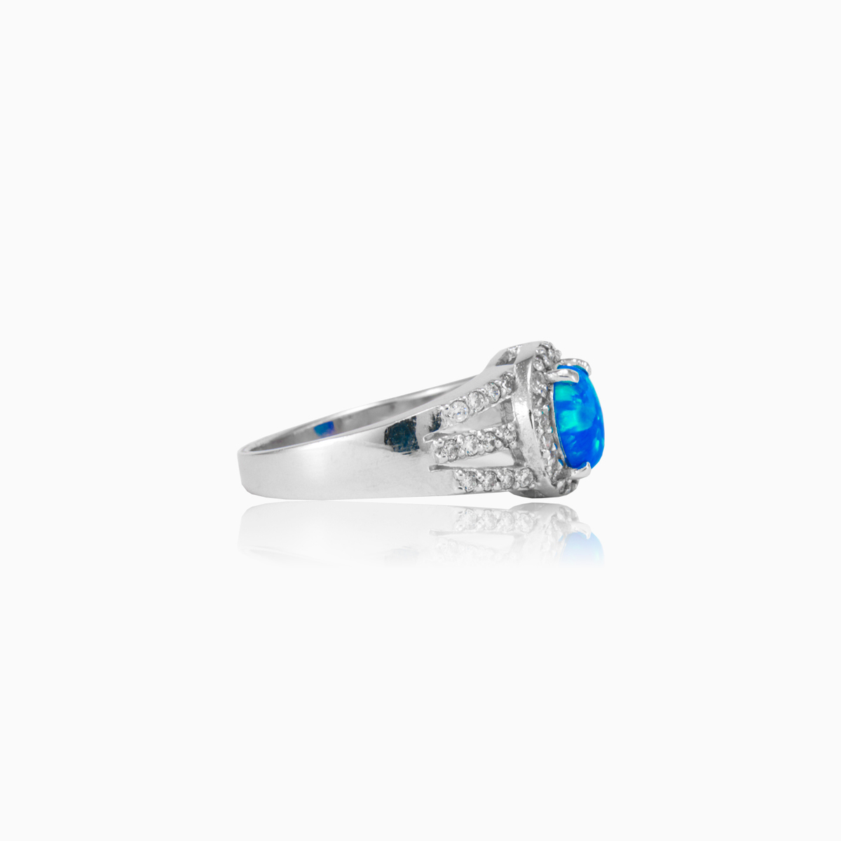 Royal secure Round blue opal ring woman Rings Halo N.2