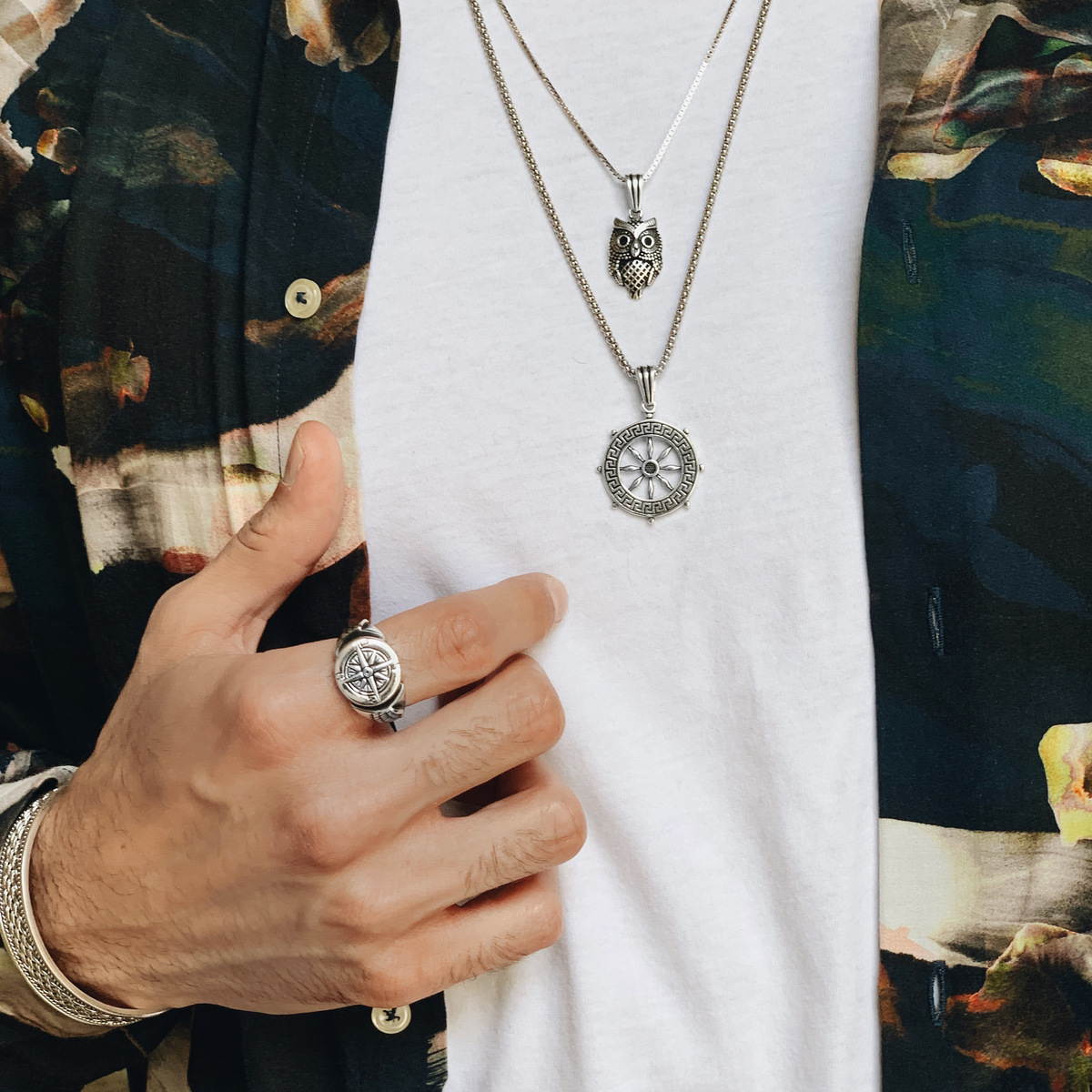 Anillo de Rosa de los Vientos unisex Anillos Simbólico N.3