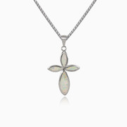 Cruz de ópalo blanco marquesa mujer Colgantes Santa Croce