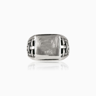 Square silver ring man Rings Detallado