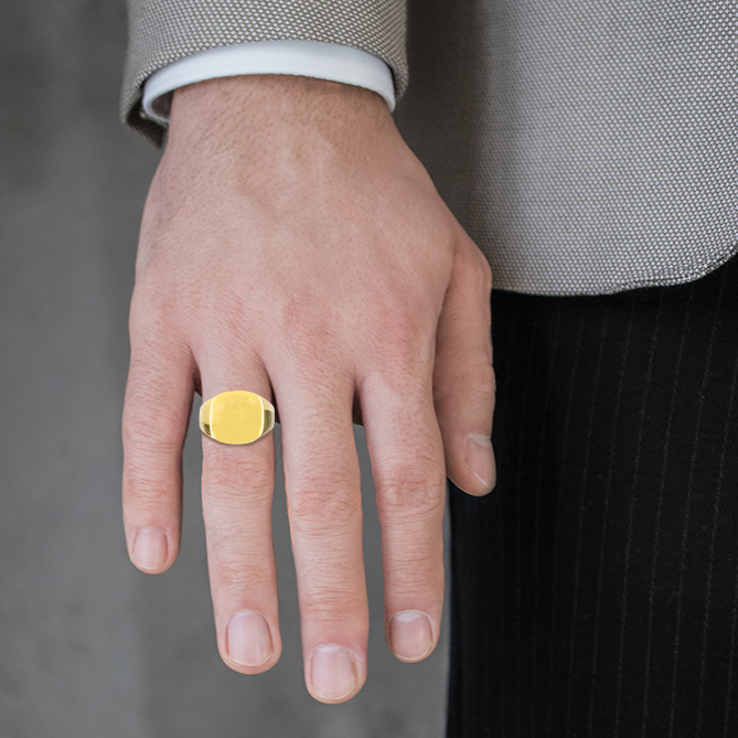 Anillo cuadrado de oro pulido de alto brillo unisex Anillos High polished N.3
