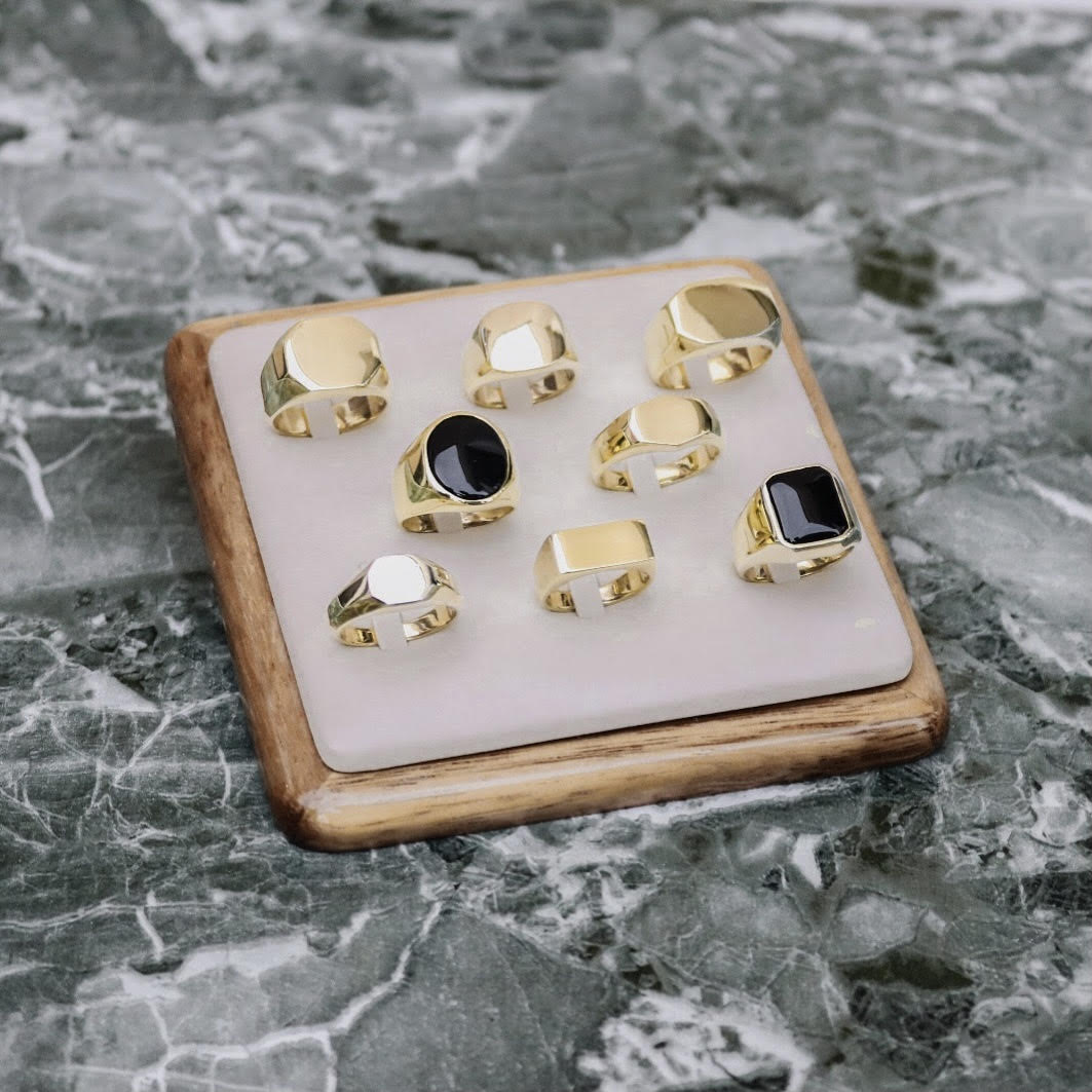 Anillo cuadrado de oro pulido de alto brillo unisex Anillos High polished N.4