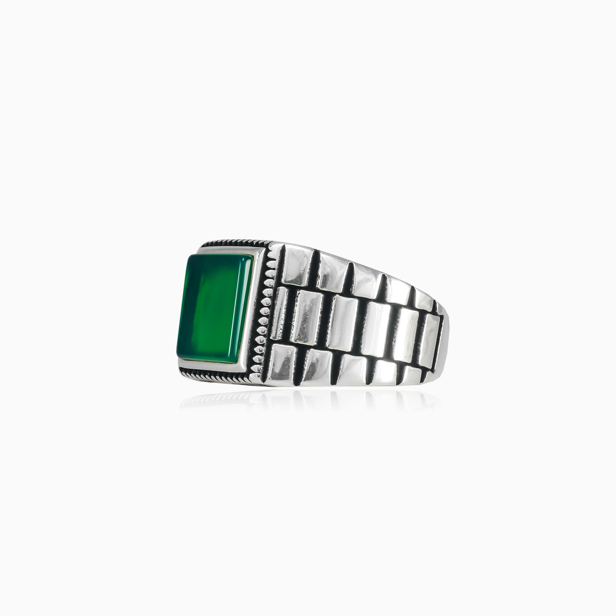 Anillo de jade cuadrado rígido	 unisex Anillos oyster strap N.2