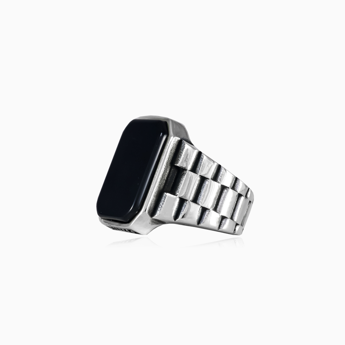 Flacher Smaragd-Onyx-Ring Männer Ringe oyster strap N.2
