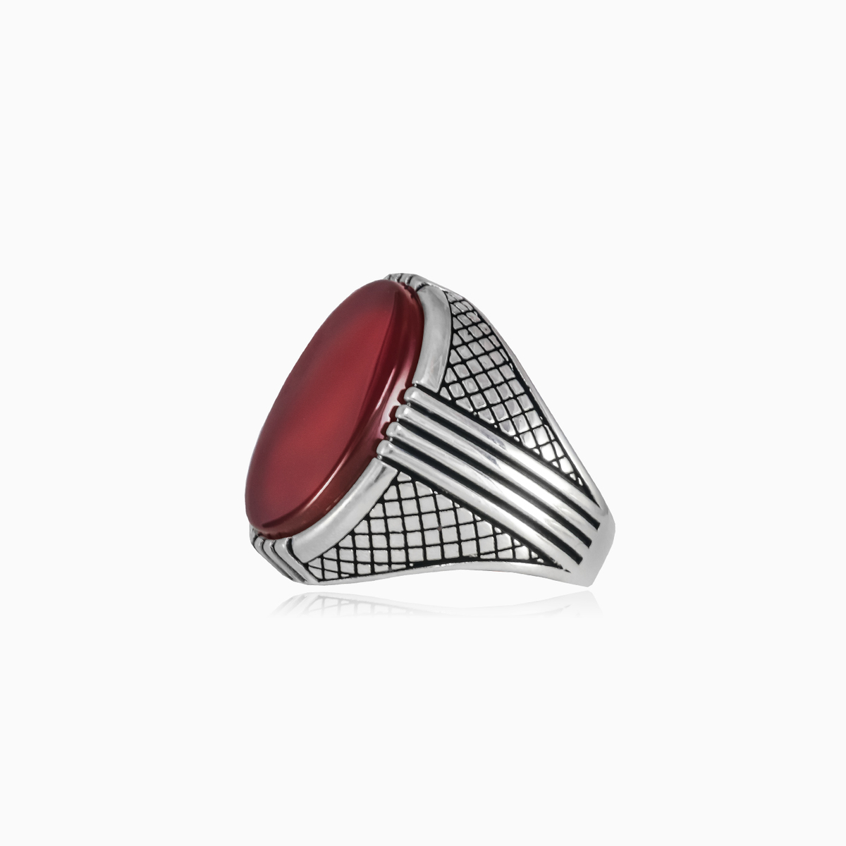 Кольцо с агатом Четыре линии Мужские Кольца Detallado N.2