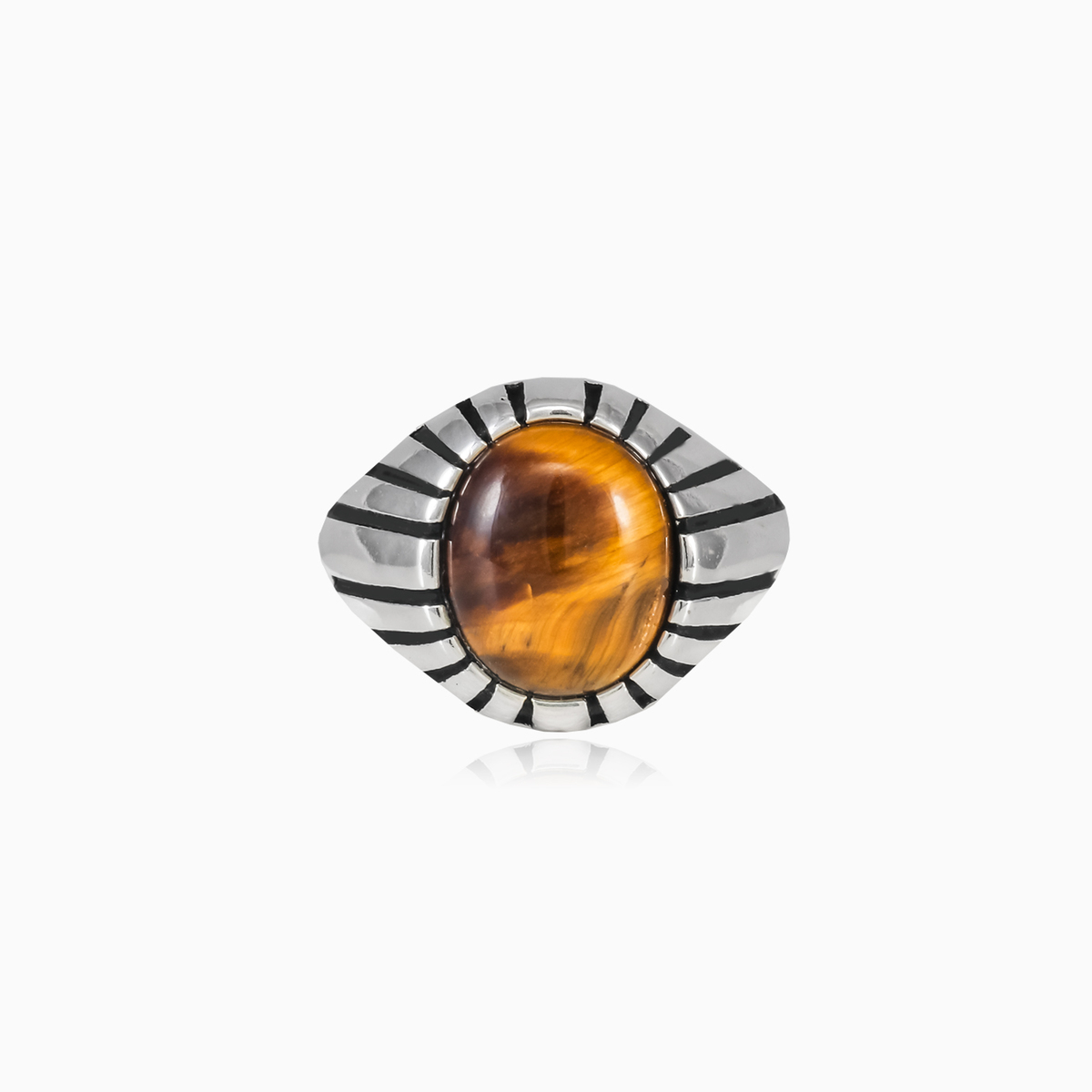 Anillo Ojo de Tigre simétrico cabujón unisex Anillos Harmony N.1