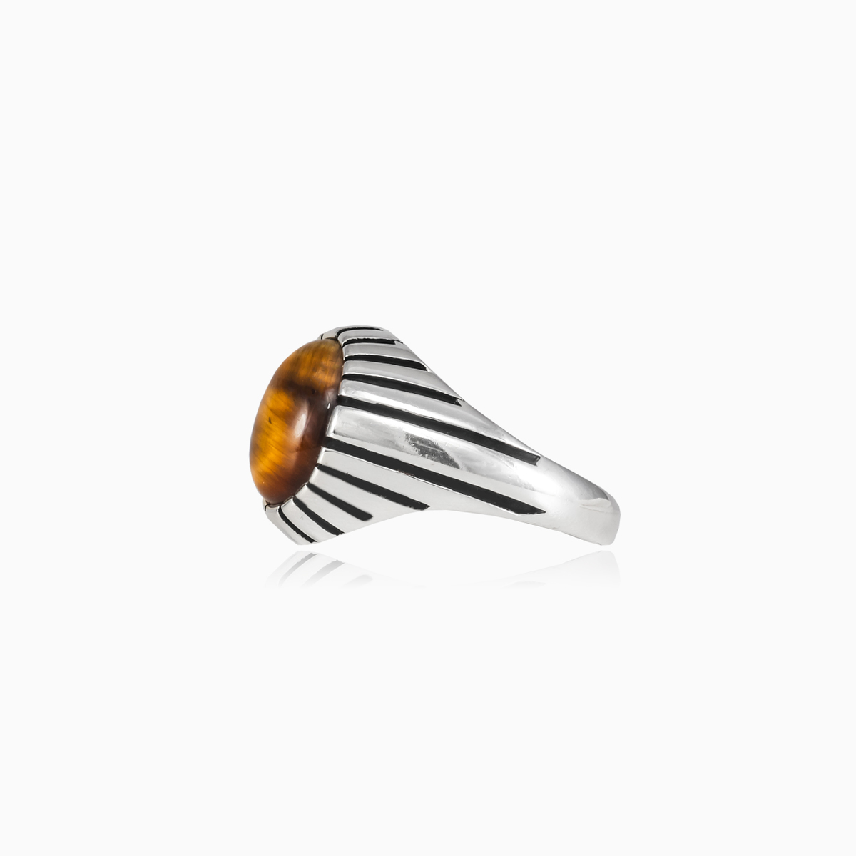 Anillo Ojo de Tigre simétrico cabujón unisex Anillos Harmony N.2