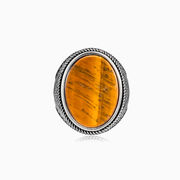 Braided silver tiger eye ring man Rings Detallado