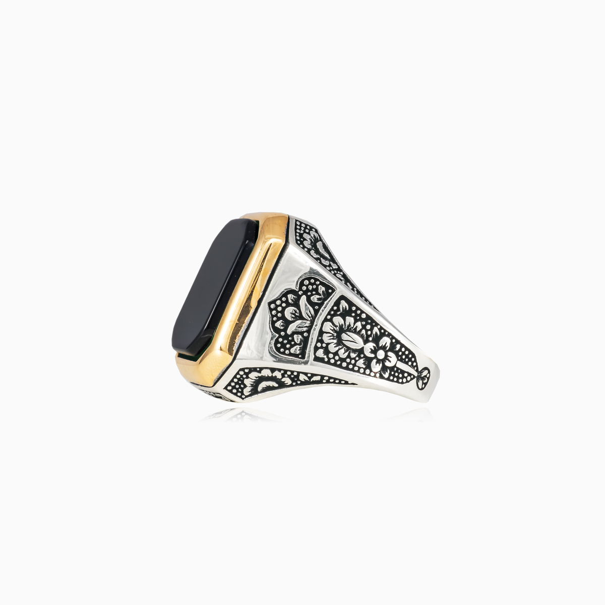Anillo rectangular de ónix negro unisex Anillos Palmyra N.2