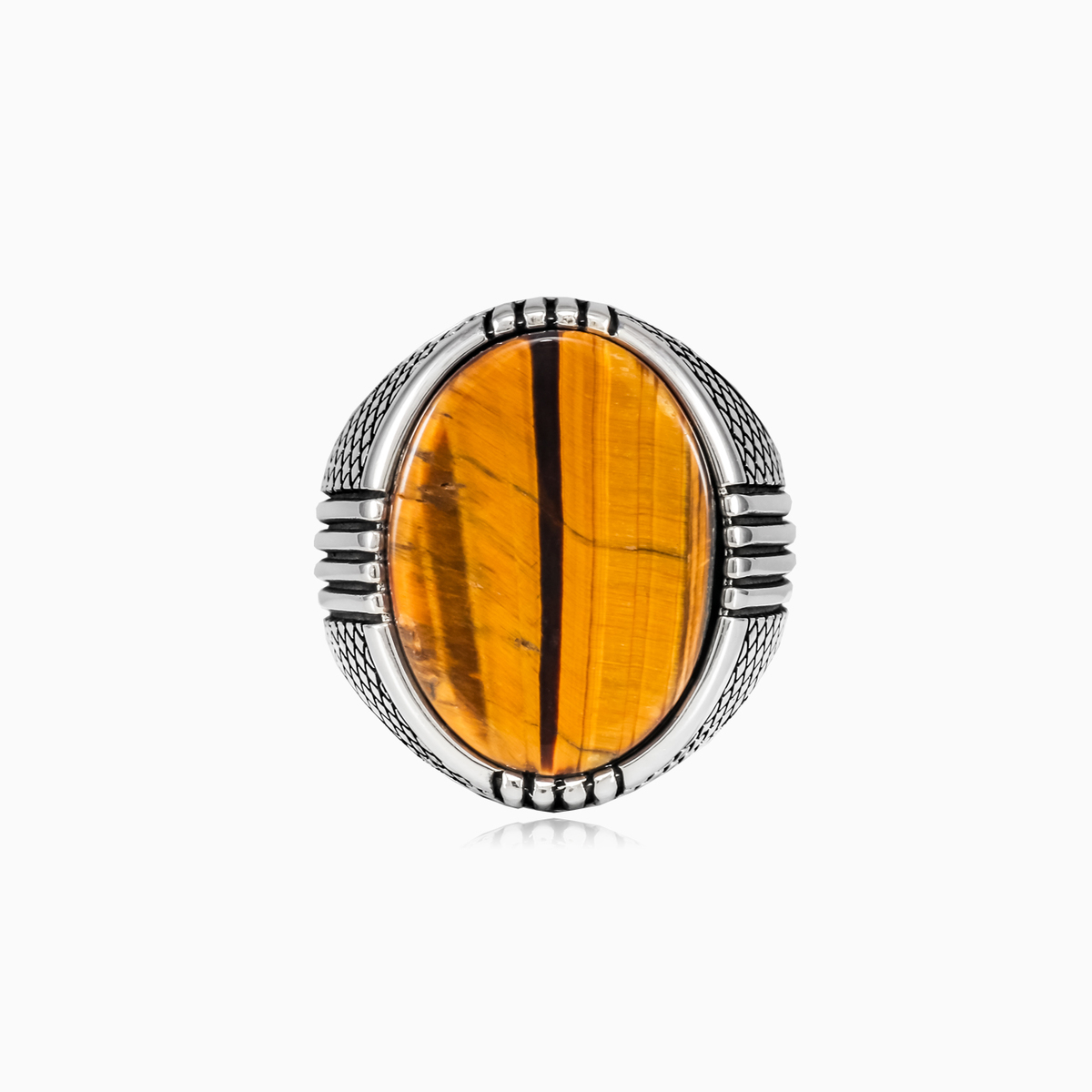 Four lines tiger eye ring man Rings Detallado N.1