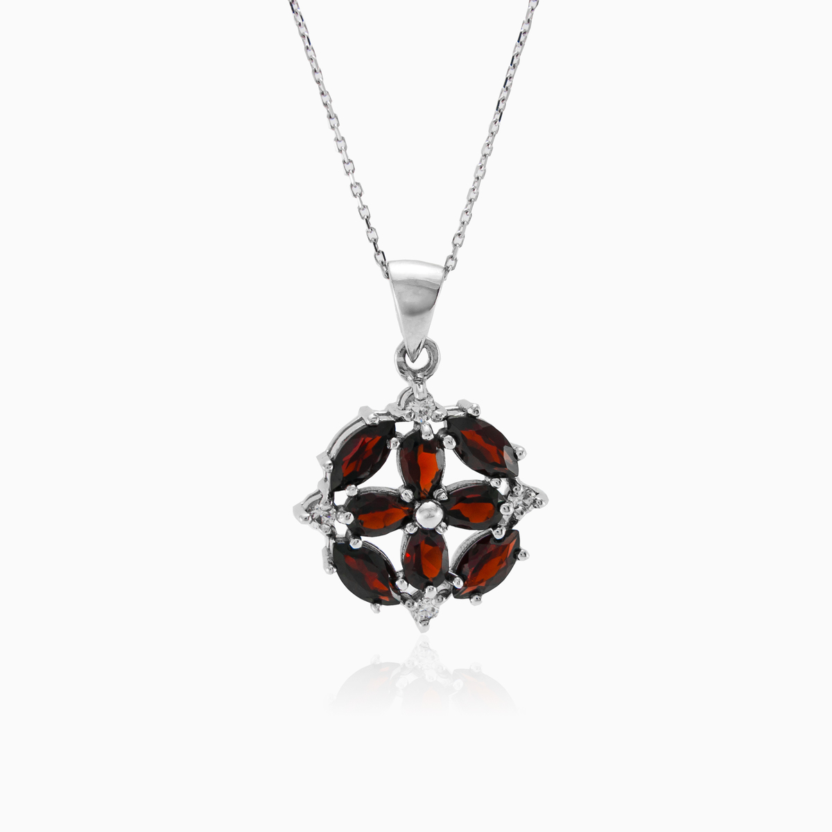 Circle garnet flower woman Pendants Colorino N.1