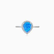 Anillo real de ópalo azul perlado	 mujer Anillos Halo
