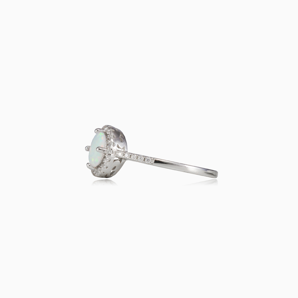 Tiny round royal white opal ring woman Rings Halo N.2