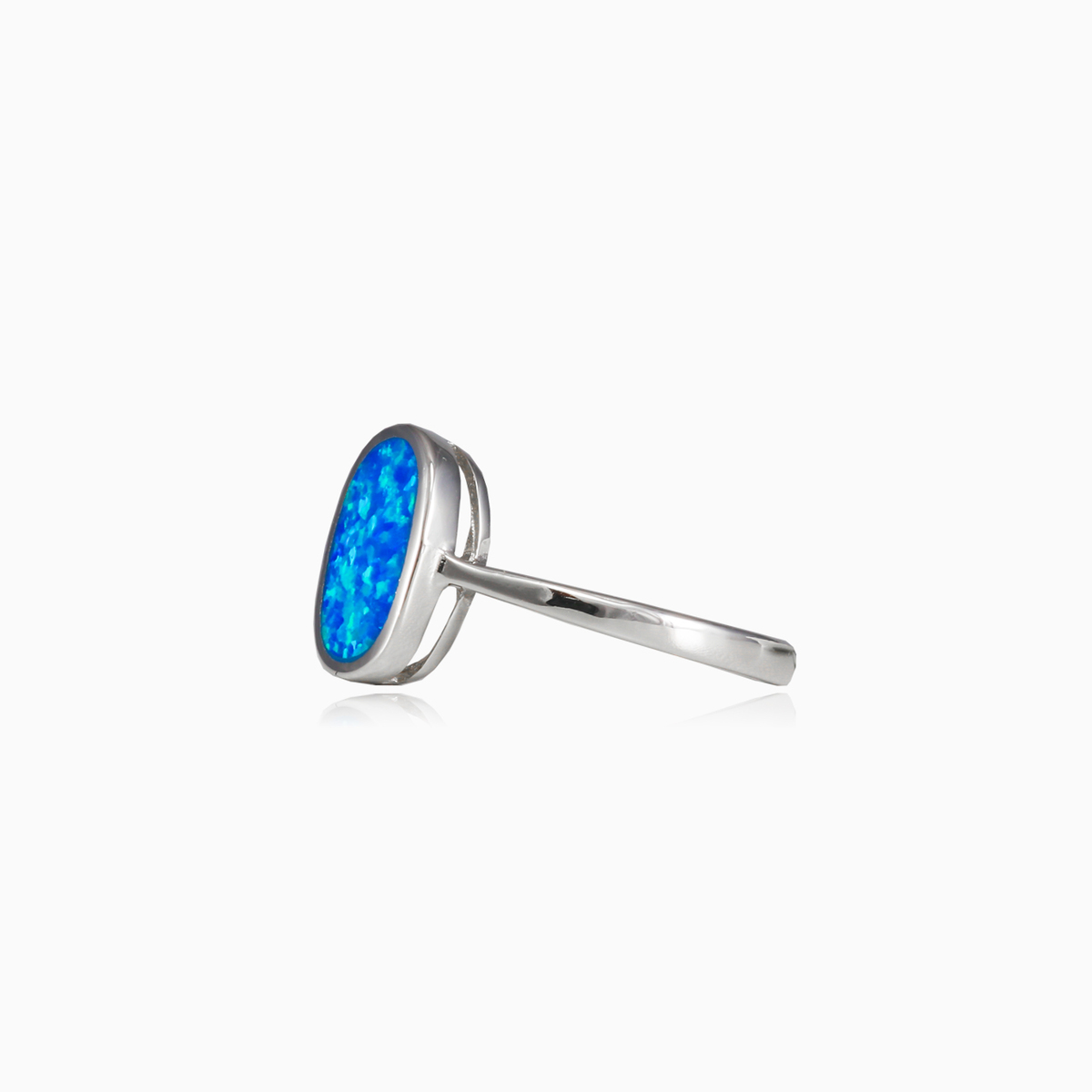 Anillo plano ovalado de ópalo azul mujer Anillos Colorino N.2