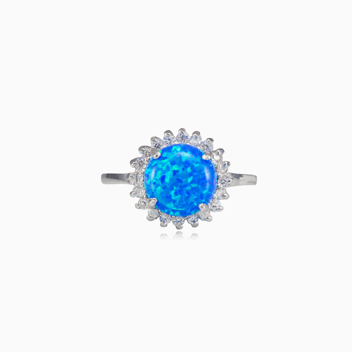 Runder blauer Opalring mit Halo Frauen Ringe Halo N.1