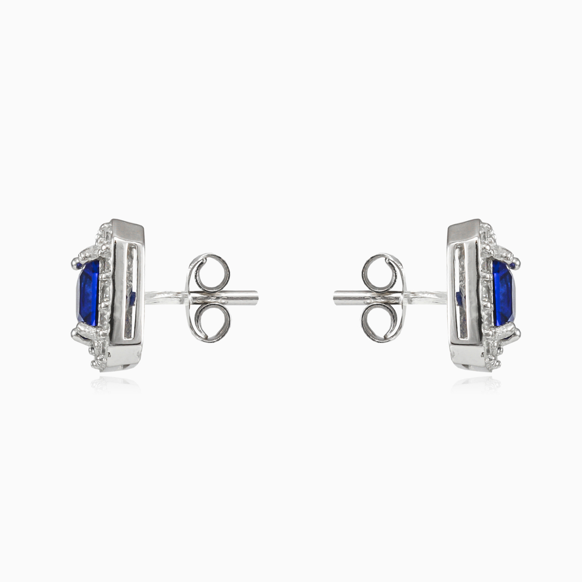 Clous carrés de quartz bleu 	 femme Boucles d'oreilles Halo N.2
