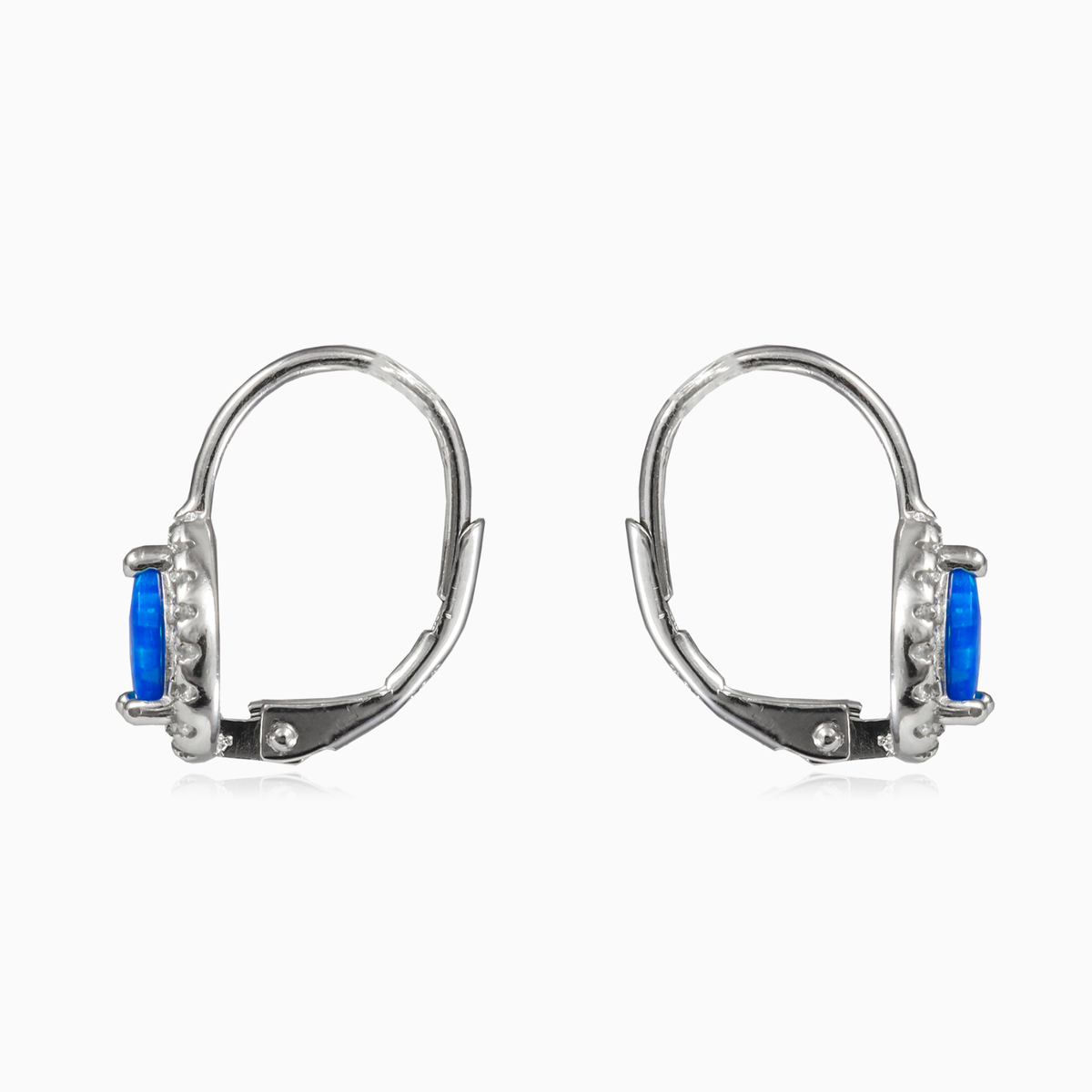 Boucles d'oreilles levier en opale bleue poire femme Boucles d'oreilles Halo N.2