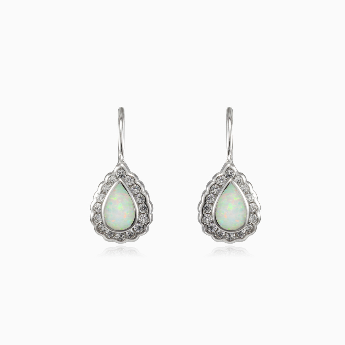 Boucles d'oreilles levier en opale blanche et po femme Boucles d'oreilles Halo N.1