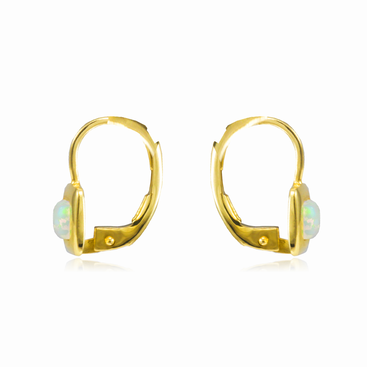 Pendientes de oro con ópalo blanco cuadrado mujer Pendientes Tinge N.2