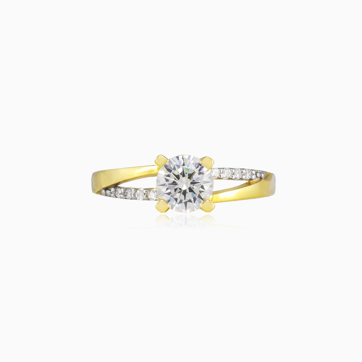 Doppelreihiger Goldring mit Akzent Frauen Verlobungsringe Lustrous N.1