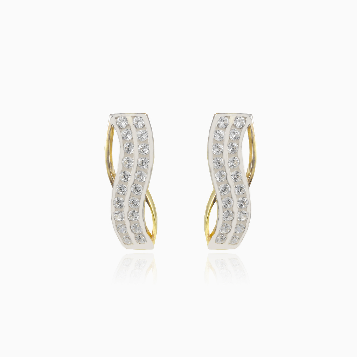 Curved lines crystal gold earrings Женские Серьги Lustrous N.1