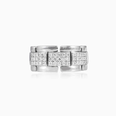 Link white gold diamond men ring Мужские Кольца Brillantino