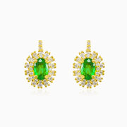 Double halo emerald earrings Женские Серьги Brillantino