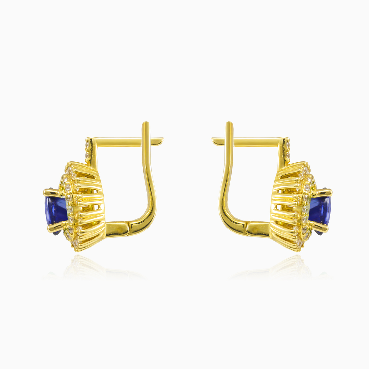 Double halo sapphire earrings Женские Серьги Brillantino N.2