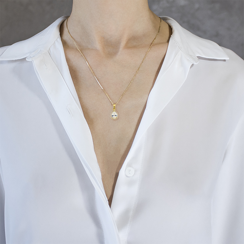 Pear-cut crystal yellow gold pendant woman Pendants Royal N.2