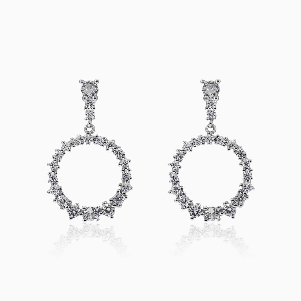Dangling circle silver stud earrings woman Earrings Shine bright N.1