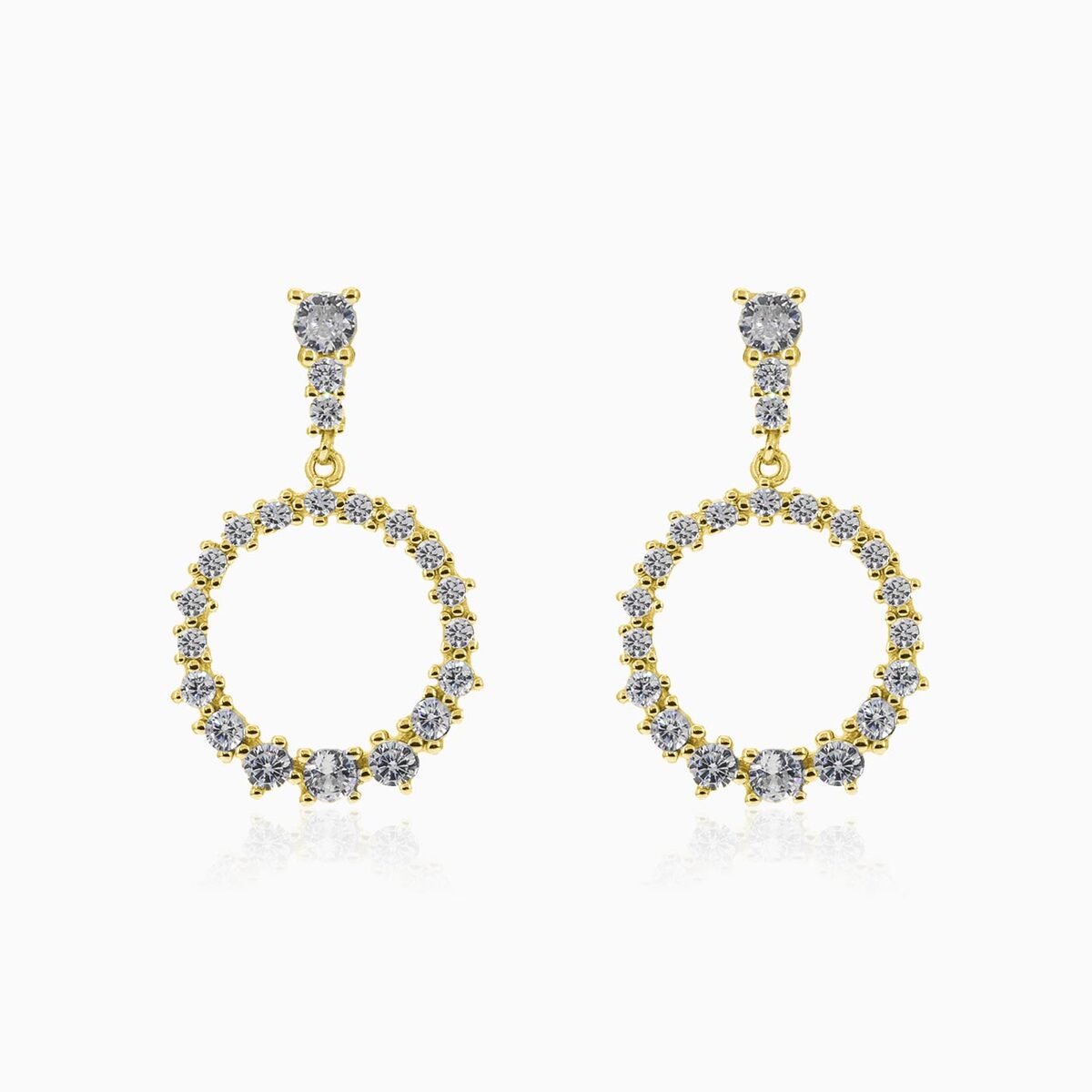 Dangling gold plated circle silver stud earrings woman Earrings Shine bright N.1