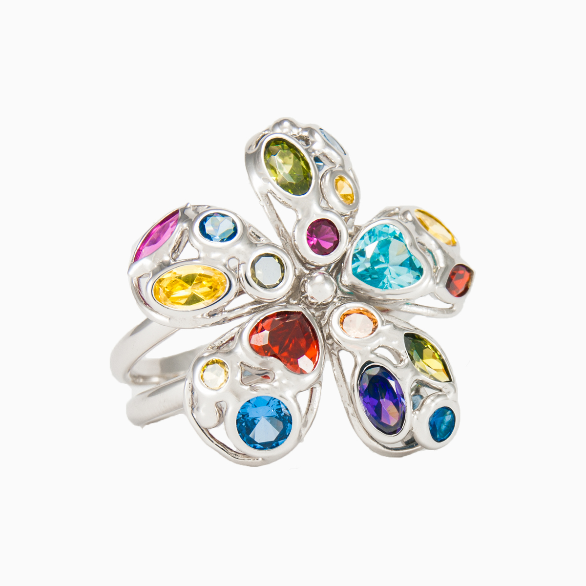 Mosaico anillo de flores blancas mujer Anillos Mosaico N.2