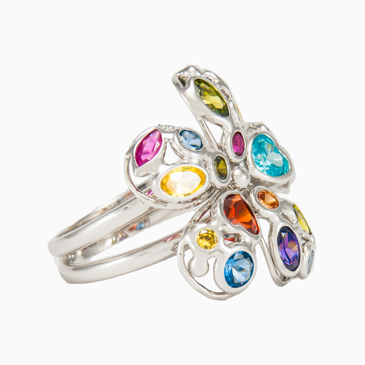 Mosaico anillo de flores blancas mujer Anillos Mosaico N.4